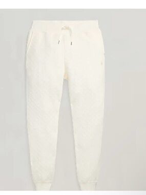 Polo Ralph Lauren Women large  Cotton quilted Jacquard Clbhouse Cream Jogger Pan